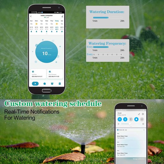 Automatische Tuin Besproeiing- Water Regelaar - Slimme Water Timer - Waterslangtimer met Regenvertraging - Programmeerbaar - Bluetooth - Tuin & Gazon - 
