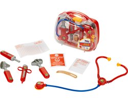 foto van Klein Toys transparante dokterskoffer - incl. speelgoedinstrumenten - 22x8,5x19,5 cm - rood