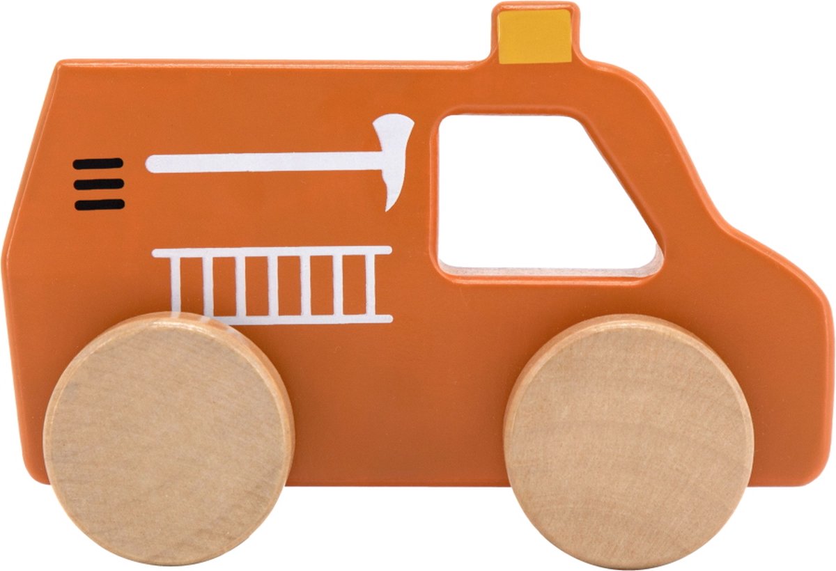 Tryco Houten Brandweerauto - Houten Speelgoedauto - Brandweerwagen met Handvat - Stimuleert Fantasierijk Spel - Vanaf 18 Maanden Rood — afbeelding 13