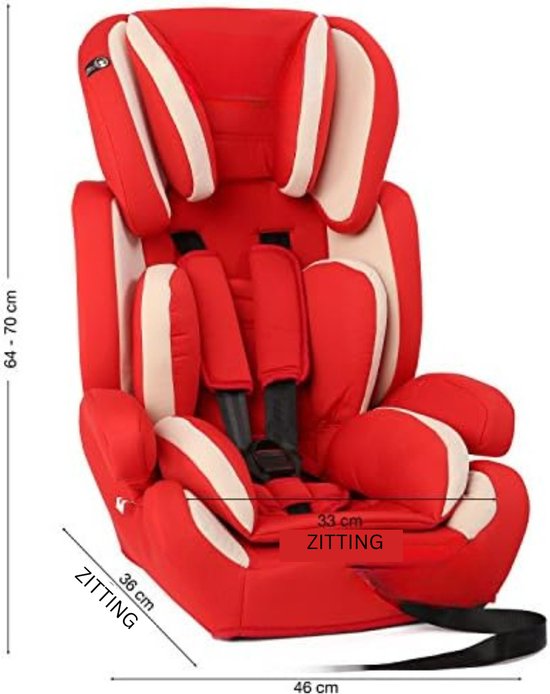 Kinderstoel Auto- Kinderzitje Auto- Zitverhoger Auto- Kinderzitje Stoelverhoger - Rood/Wit van Kinder — afbeelding 2