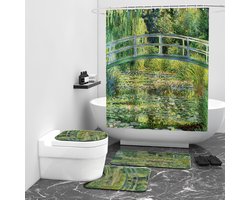 Floraweg Douchegordijn,Shower Curtain,badgordijn,badkamergordijn,Stil landschap,-topkwaliteit - digitale printen -Anti Schimmel - Inclusief 12 ringen -met 12 stuks douchegordijnhaken – Waterdicht -Wasbaar- Polyester - 180x200 cm