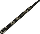 Dutchiz Treasure Zwart Luxe Leren Halsband belegd met zwarte stenen voor de hond maat S 48 cm in NL handgemaakt