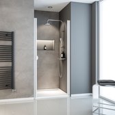 porte de douche - porte tournante - niche - 90x180cm - blanc - verre de sécurité transparent