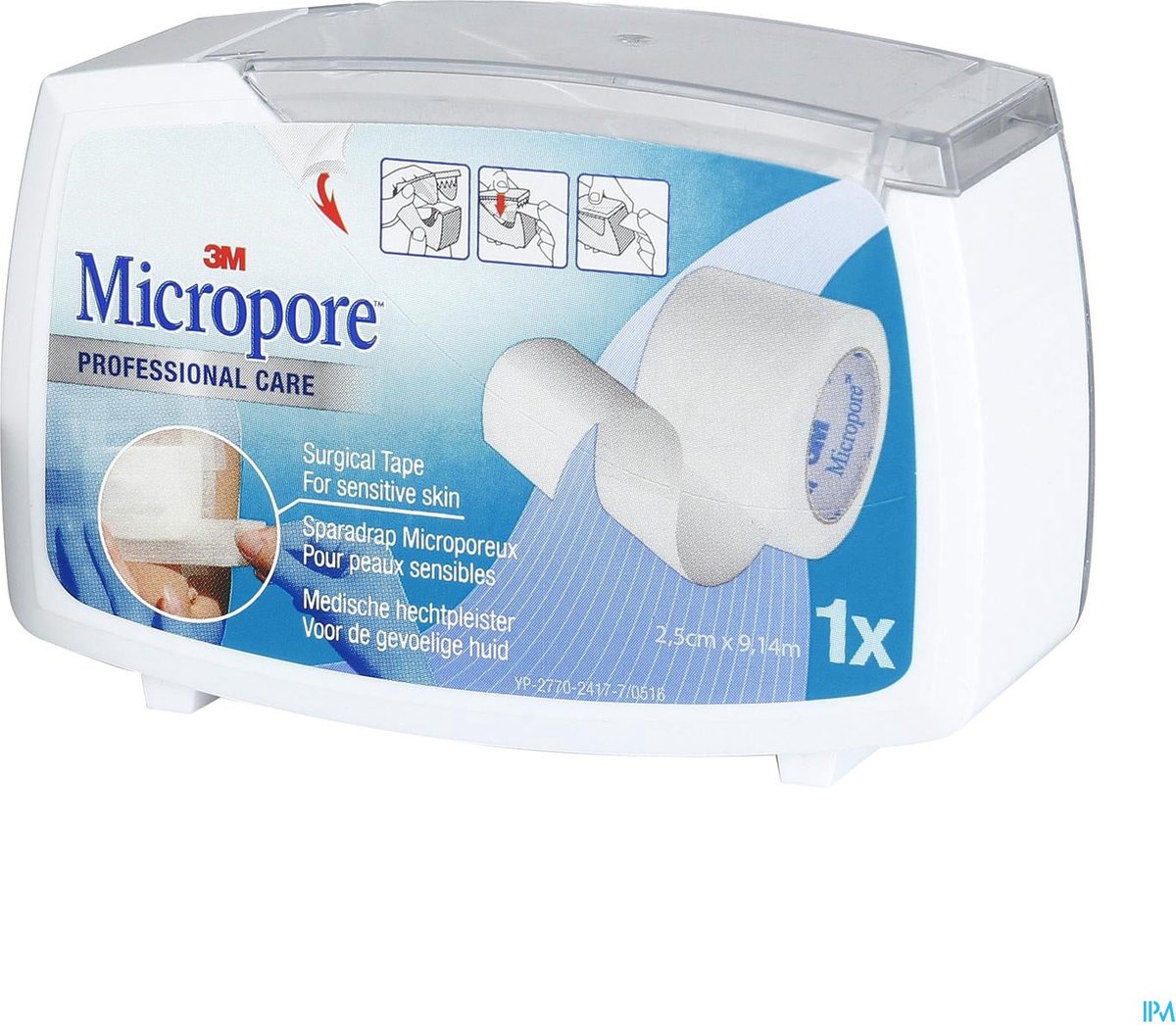 Micropore chirurgische tape 3M 1,25 cm x 5 m wit, met een