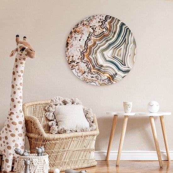 WallCircle - Wandcirkel - Marmer - Abstract - Natuur - Marmerlook - Muurcirkel binnen - Wanddecoratie rond - Rond schilderij - Kamer decoratie - Woonkamer - Muurdecoratie cirkel - 90x90 cm - Wandcirkels - Ronde schilderijen - Slaapkamer