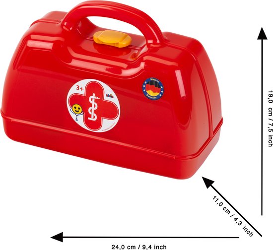 Klein Toys artsenkoffer - afgeronde hoeken - incl. speelgoedinstrumenten - 24x11x19 cm - rood - Klein