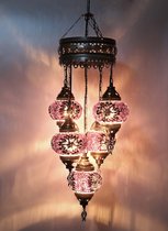 5 globe bollen Turkse hanglamp Oosterse kroonluchter roos mozaïek glas