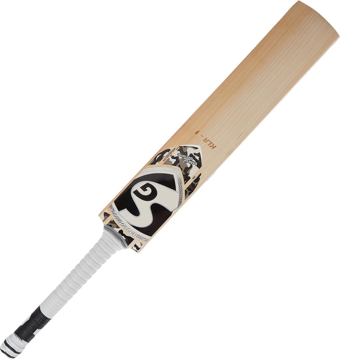 SG KLR 1 Cricket Bat (Beige, Maat: Korte Steel) | Materiaal: Engelse Wilg | Dikke en Stevige Randen | Gebogen Lemmet | Hoogwaardige Grip | Bat voor Jongens | Lichtgewicht | Leeftijdsgroep: 15+ jaar