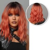 SassyGoods® Koper Rode Pruik - Oranje Pruik Vrouw - Pruiken Dames Lang Haar - Wig - Ginger Rood - 45 cm