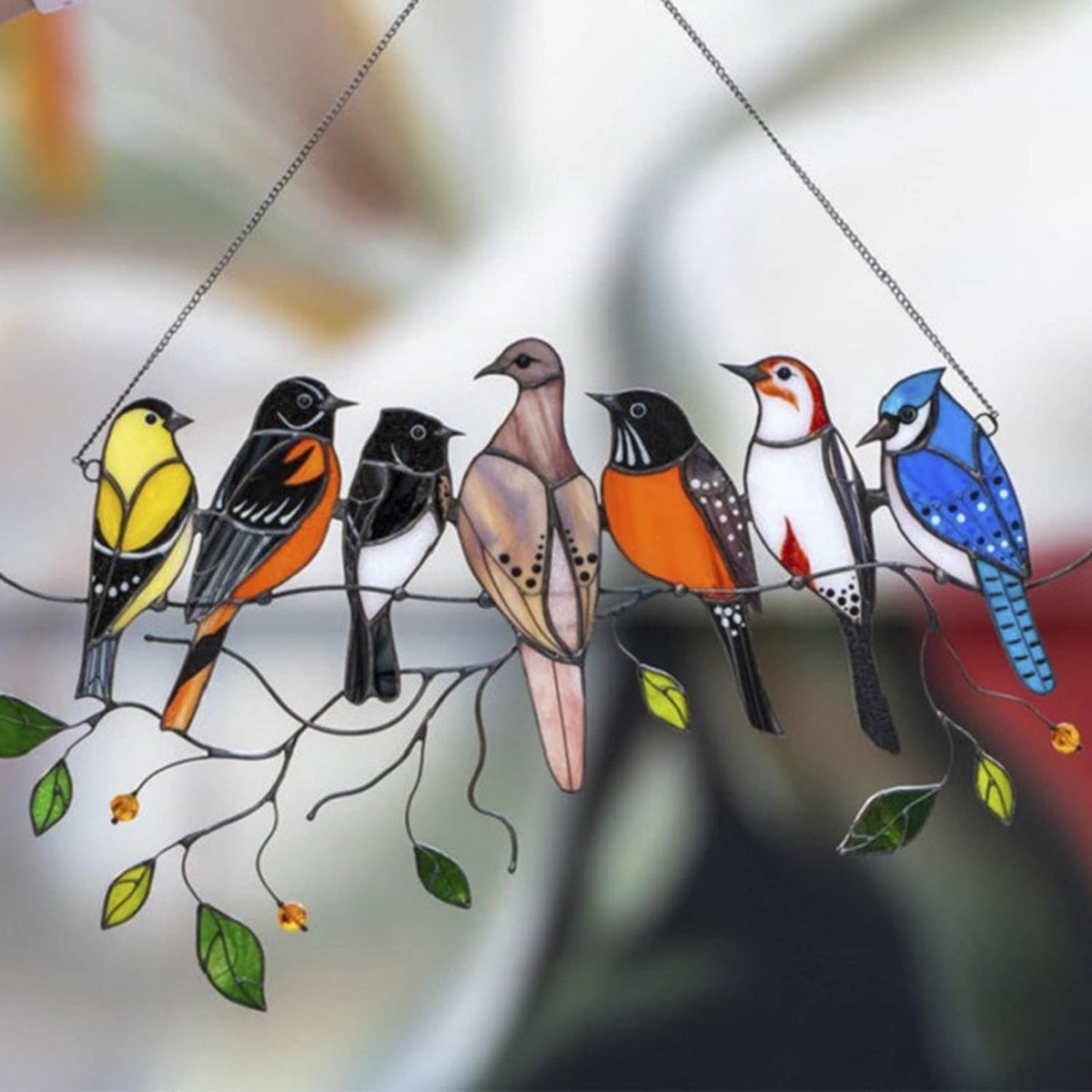 Kleurrijke metalen vogel muurdecoratie, decoratieve