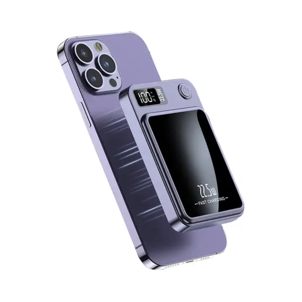 Powerbank Magsafe 10 000 MAH - Draadloze Lader - Iphone en Samsung - Wireless - USB-C - Paars