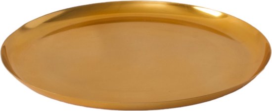 WinQ!- Metalen schaal (d:30cm) in Goudkleur - decoratieschaal met opstaande rand - schaal voor kaarsen