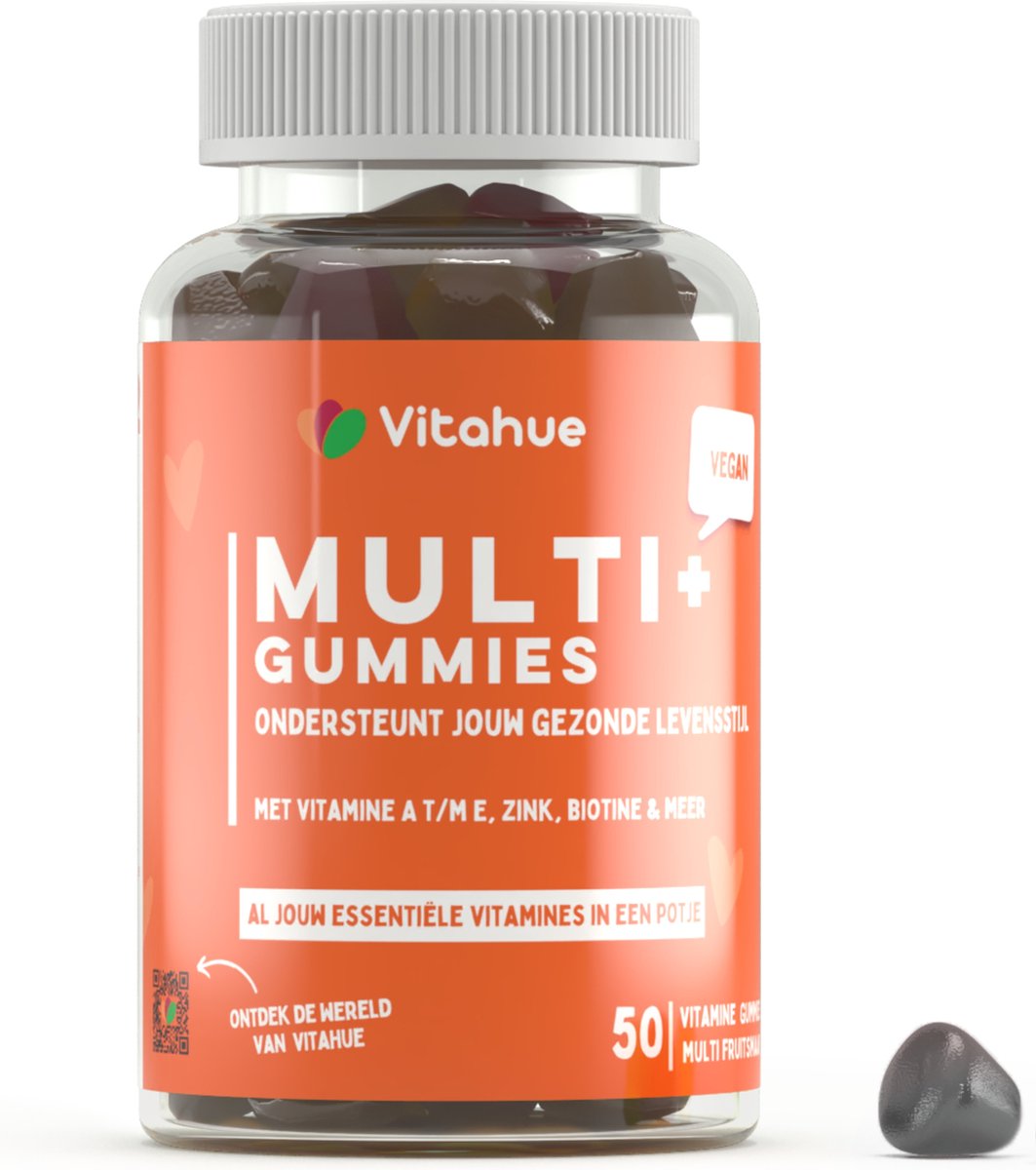 Vitahue MULTI+ – Multivitamine Gummies – Vitamine Gummies – Multivitaminen – Met vitamine C, D, E, B-complex & zink compleet – Vegan & Halal – 50 Stuks