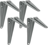 AMIG Plankdrager/planksteun van metaal - 4x - gelakt grijs - 100 x 125 mm