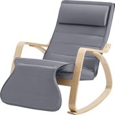 Chaise berçante avec repose-pieds de style suédois - Chaise inclinable réglable - Chaise relaxante - Coton - Gris