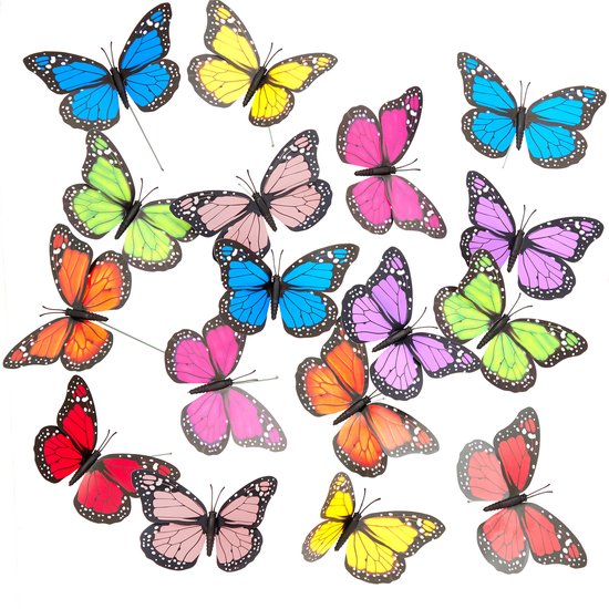 Papillons de jardin Relaxdays - lot de 48 - papillons de jardin - décoration de jardin - bouchons de pelouse
