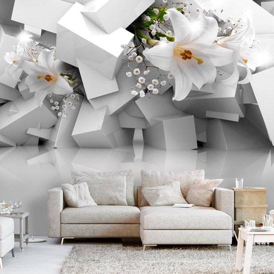 Fotobehangkoning - Behang - Vliesbehang - Fotobehang - Lost in Chaos - 3D - Bloemen - 400 x 280 cm