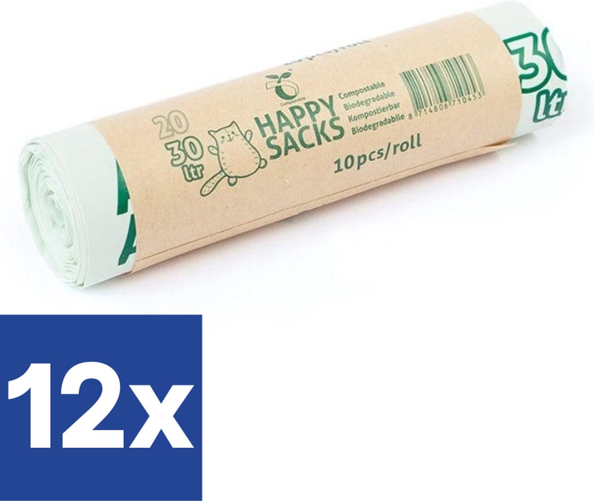 Happy Sacks Bio Afvalzakken 30 liter (Voordeelverpakking) - 12 x 10 stuks