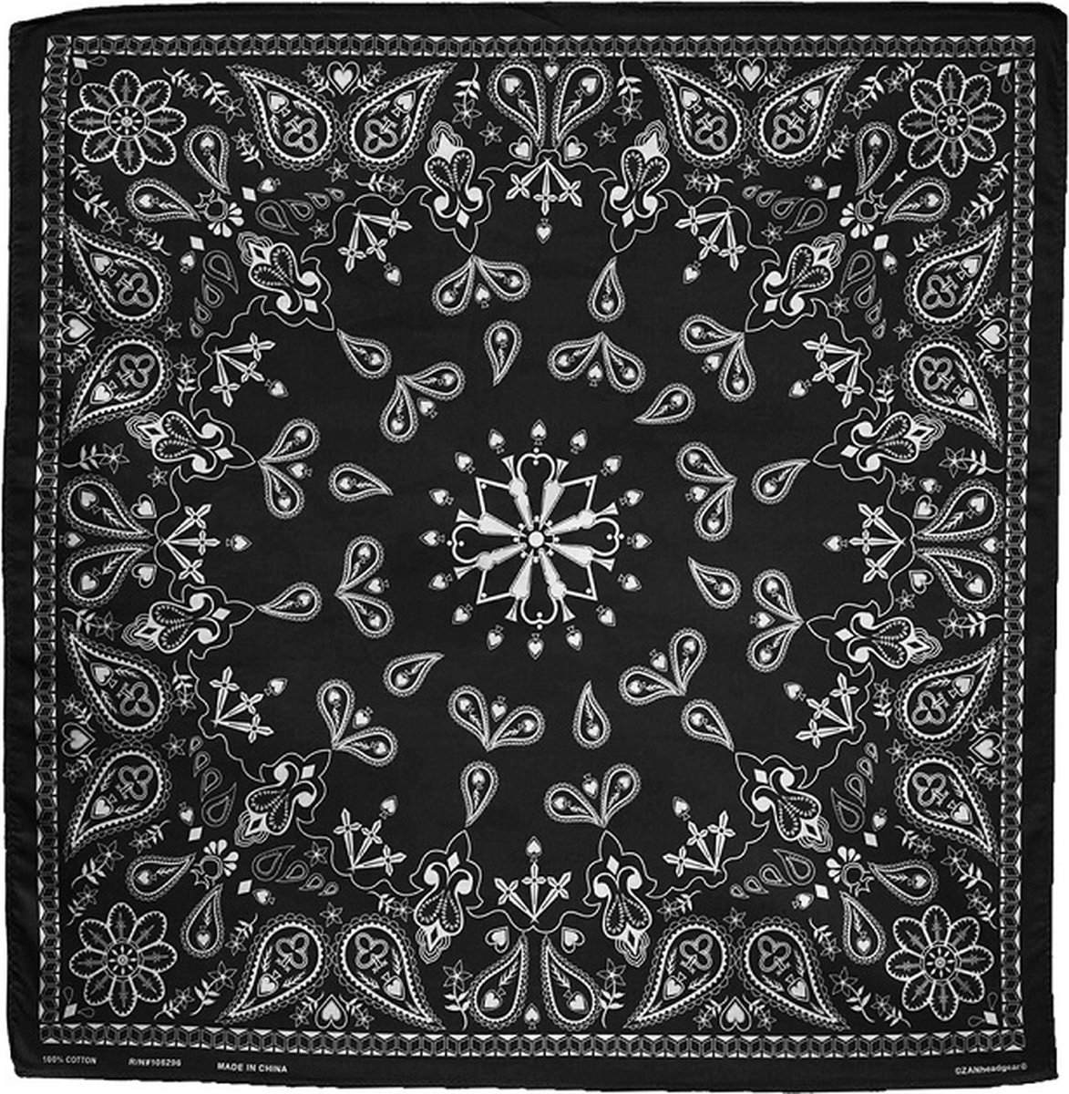 ZAN Headgear Bandana - Bandana Heren - Motor Accessoires - Zwarte Bandana - Paisley patroon