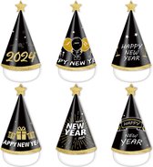 Diadème de Happy New Décoration de Réveillon du Nouvel An Chapeaux de Fête Adultes Décoration de Nouvel An Or - 6 Pièces