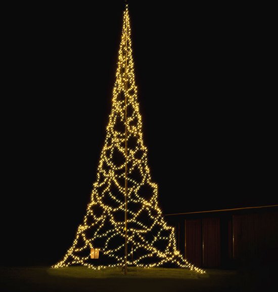 Lumedi - Kerstboom - Vlaggenmast Verlichting - 1000cm - 2000 Warm Wit Led Lampjes - Afstandsbediening - Voor Buiten - Lumedi