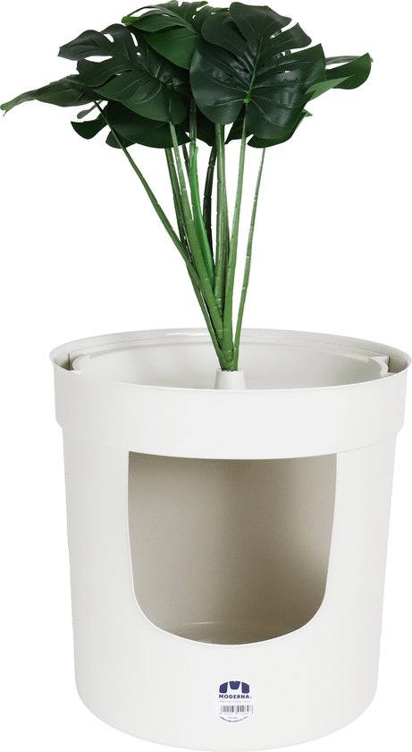 Kattenbak plantenbak met palmboom 7 Moderna planten kattenbak - Wit - 50x50x100cm