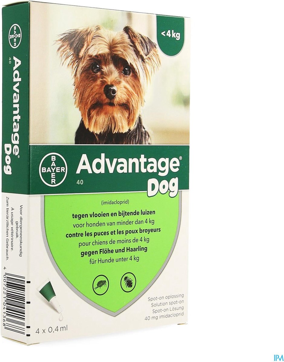 Bayer Anti vlooienmiddel Advantage 40 1 - 4 kg - 4 pipetten