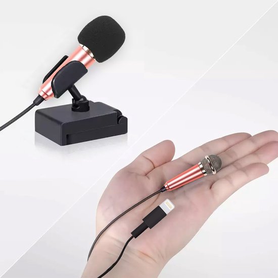 Foto: Mini microfoon voor telefoon goud iphone lightning schattig voor tiktok of karaoke minitune