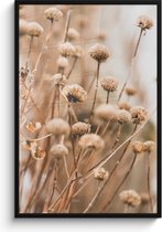 Cadre photo avec affiche 80x120 cm - Fleurs séchées beige - Photo dans cadre - Décoration murale - Décoration nature rurale - Affiche murale cadre photo - Posters dans cadres photo - Système d'accrochage cadre en bois - Cadre photo - cadre affiche