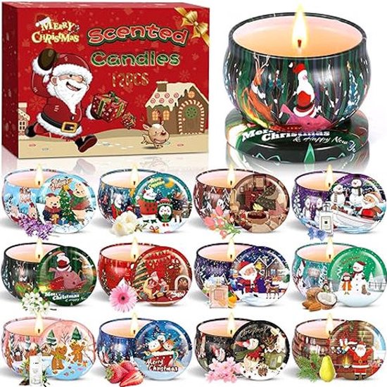 geurkaarsen, cadeauset met 4 stuks, kerstkaarsen met natuurlijke was van sojabonen