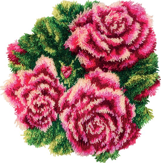 Panna - Knooppakket voor een zacht tapijt - Rozen - Canvas - 20 steken per 10 cm - Voor volwassenen - KI-7037