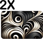 BWK Flexibele Placemat - Zwart met Witte Spiral - Set van 2 Placemats - 45x30 cm - PVC Doek - Afneembaar