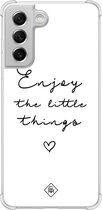 Casimoda® hoesje - Geschikt voor Samsung Galaxy S21 FE - Enjoy Life - Shockproof case - Extra sterk - Siliconen/TPU - Wit, Transparant