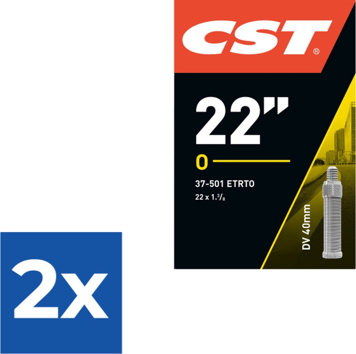 Cst Binnenband 22 X 1.50/1.75 Inch (32/47-457) Dv 48 Mm - Voordeelverpakking 2 stuks