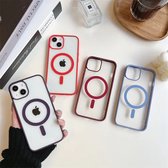 Hoesje Geschikt voor Apple iPhone 14 plus silicone Back cover met lenzbeschermer/magneet case Telefoonhoesje/transparant met Rood randen