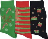 Coffret de Noël - JINGLEBELLS - 3 paires de chaussettes de Noël - Avec paillettes - taille 36/41 - Coton de haute qualité