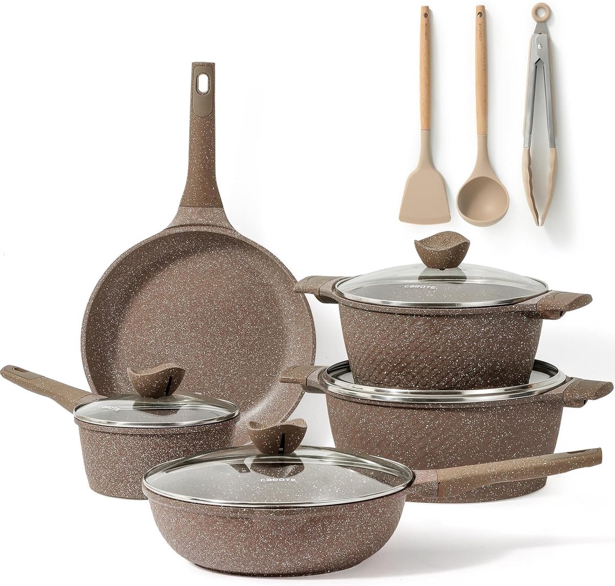 Batterie de cuisine 12 pièces, poêle 28 cm, casserole 1,7 l, poêle 2,3/
