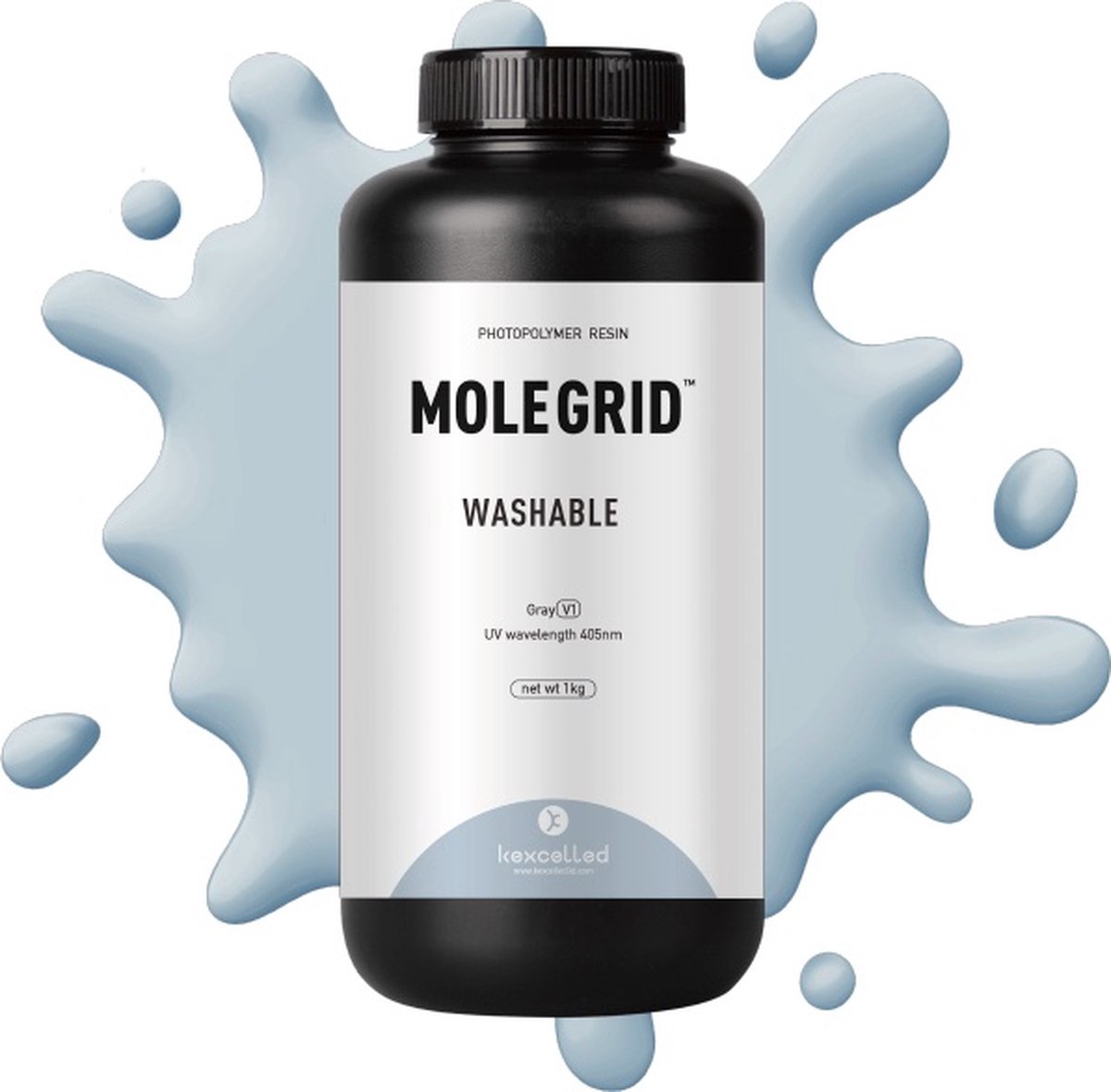 Hars / Resin MOLEGRID™ Water Washable - Grijs/Grey - 0.5 kg - Kexcelled LCD/UV