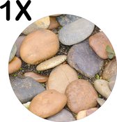 BWK Luxe Ronde Placemat - Bruine en Grijze Kiezels - Set van 1 Placemats - 50x50 cm - 2 mm dik Vinyl - Anti Slip - Afneembaar