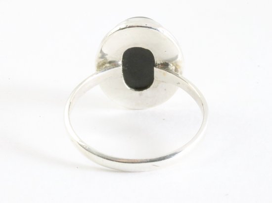 Bague ovale en argent avec onyx - taille 18,5
