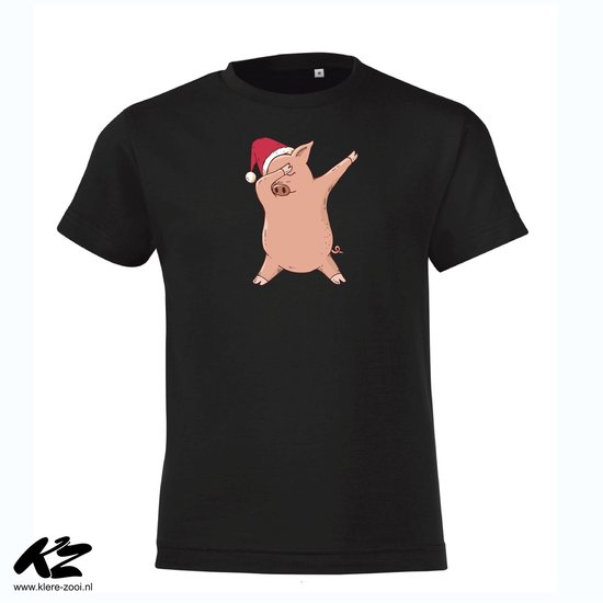Klere-Zooi - Dabbing Christmas Pig - Kids T-Shirt - 128 (7/8 jaar)