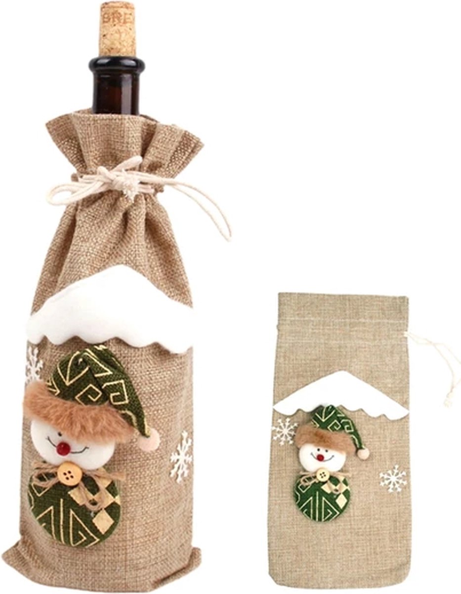 Gadgetpoint - Flessenhouder - Fleszak - Kerst - Kerstman - Kerstboom - Kerstmis - Christmas - Xmas - Beige