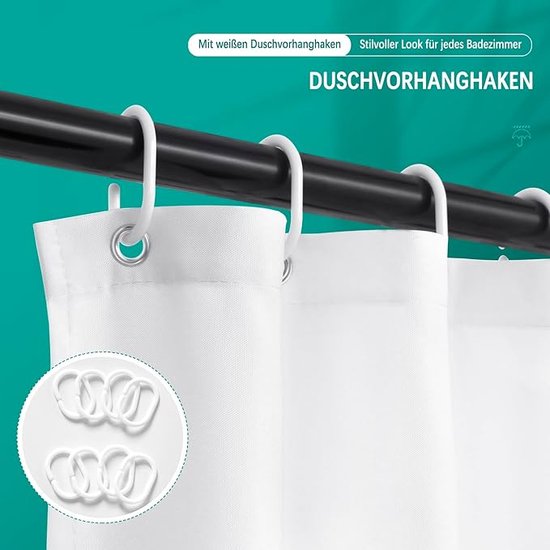 Douchegordijn, waterdicht, schimmelwerend, wasbaar douchegordijn, zwaar badgordijn van... bol