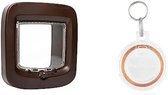 Cat Flap - Fattenluik met Chip - Kattenluik Microchip - Bruin - Bundel met Sleutel Wit