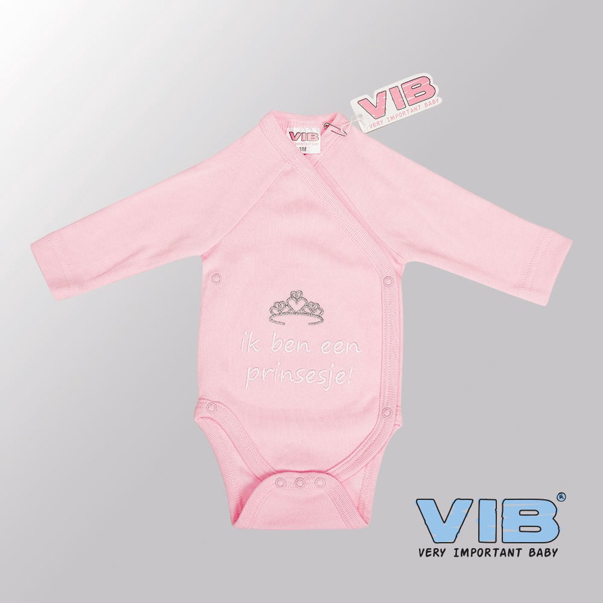 VIB® - Rompertje (overslag) Luxe Katoen - Ik ben een prinsesje (Roze) - Babykleertjes - romper - rompertjes - rompertjes met tekst - baby cadeau - baby aankondiging - overslagromper