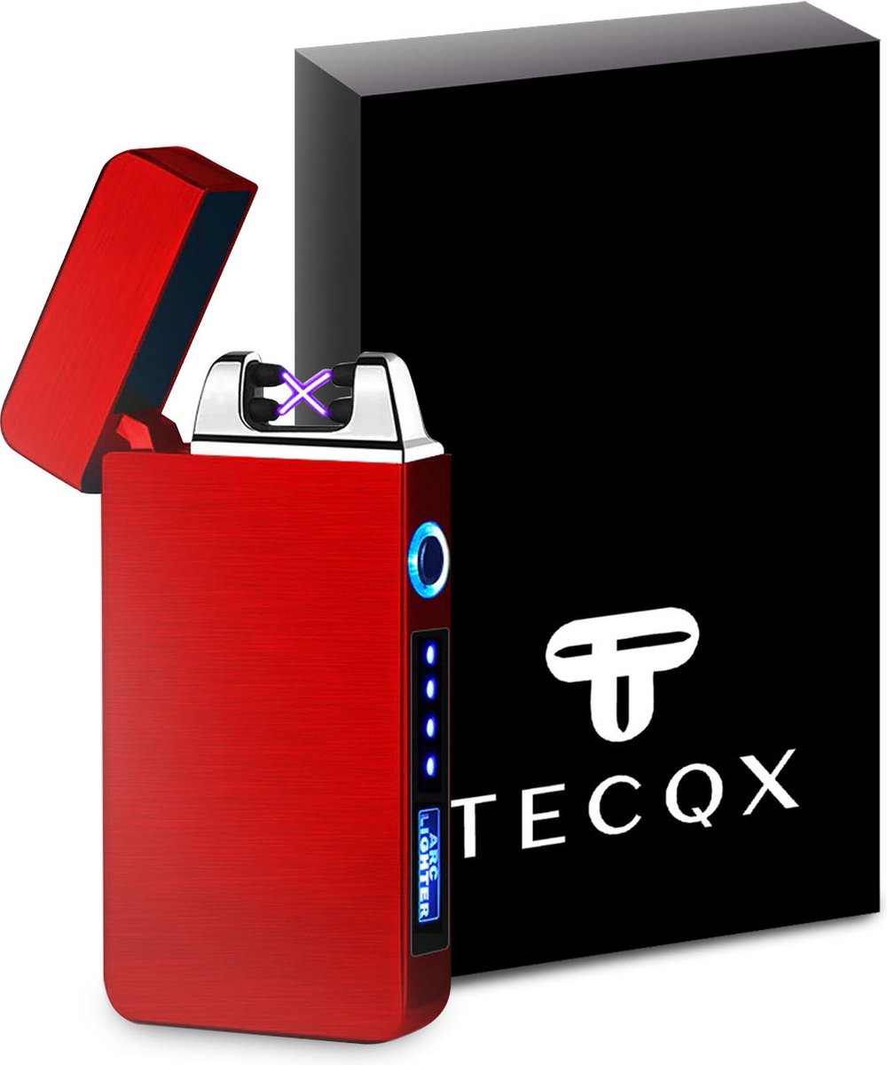 Goedkoopste TECQX Elektrische Plasma Aansteker - USB oplaadbaar - Storm Bestendig - Vuurwerk en sigaretten aansteker - BBQ en Kaarsen - Rood