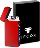 TECQX Elektrische Plasma Aansteker - USB oplaadbaar - Storm Bestendig - Vuurwerk en sigaretten aansteker - BBQ en Kaarsen - Rood