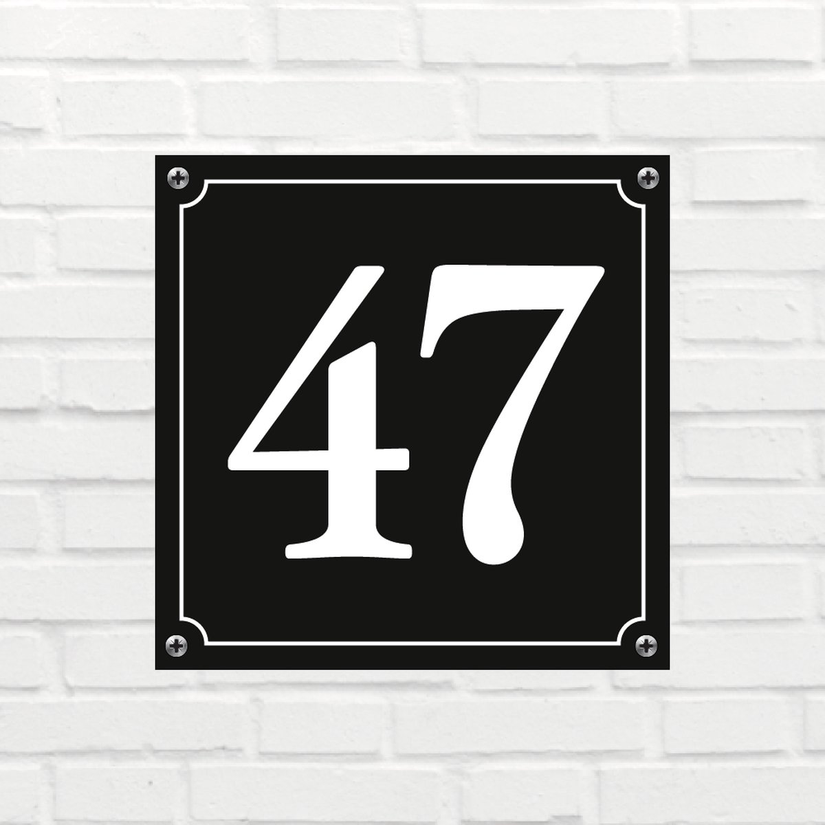 Huisnummerbord Klassiek - Nummer 47 - 14 x 11 cm - incl. bevestiging | - naambord - nummerbord - voordeur
