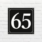 Plaque de numéro de maison Classique - Numéro 65 - 14 x 11 cm - avec montage | - plaque signalétique - plaque d'immatriculation - porte d'entrée