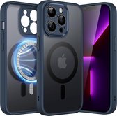 Magnetic Case voor iPhone 13 Pro Max 6,7 Inch Compatibel met MagSafe, Doorschijnende Matte Achterkant met Camera Lens Volledige Bescherming Slank Schokbestendig Hoesje (Marine)